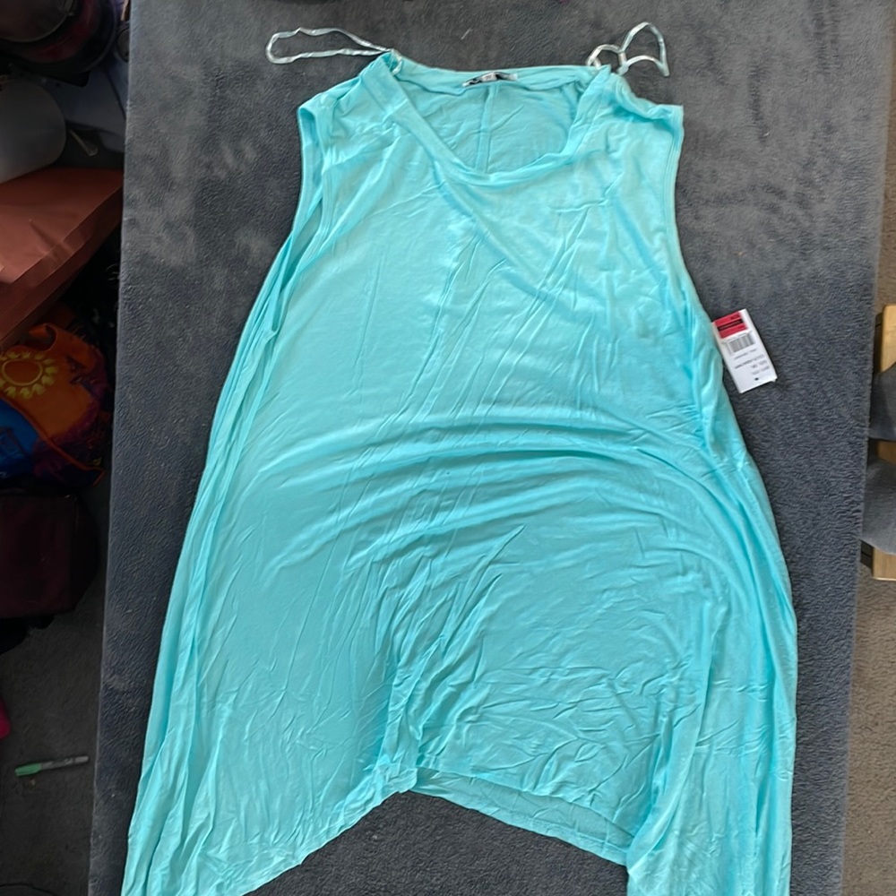 Aqua blue long tank top, brand is All at once. Size XXL